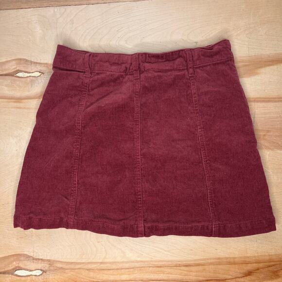 Forever 21 Women's Burgundy Corduroy Button Front Mini Skirt Med. Twee Indie - Picture 3 of 6
